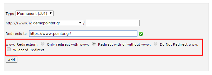 redirect with www or not