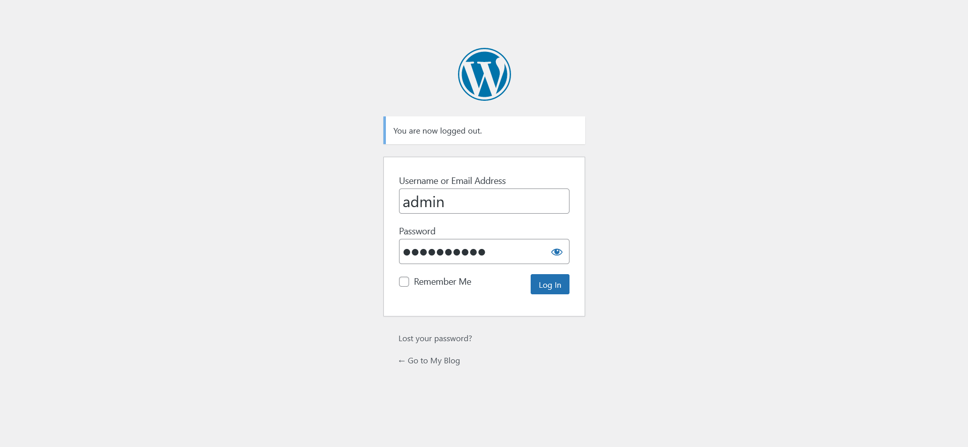 Σύνδεση στο διαχειριστικό πάνελ του WordPress.