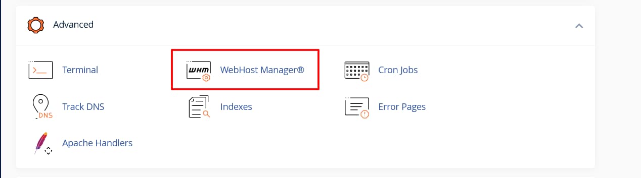 Πλήκτρο WebHost Manager.