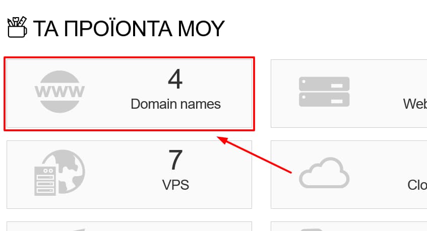 Επιλογή Domain names.