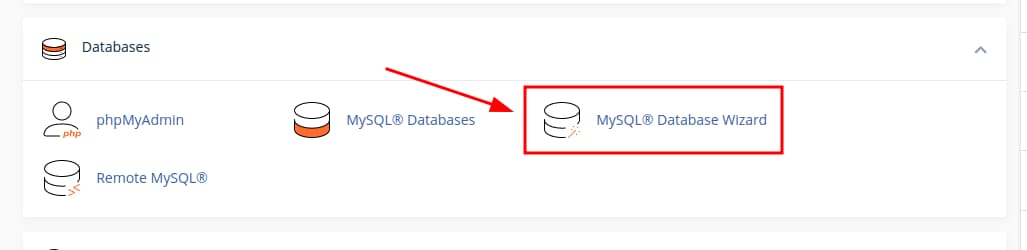 Επιλογή MySQL® Database Wizard.