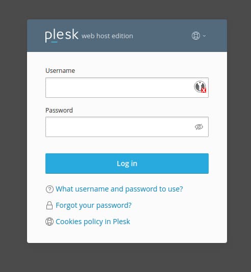 Στοιχεία σύνδεσης Plesk.